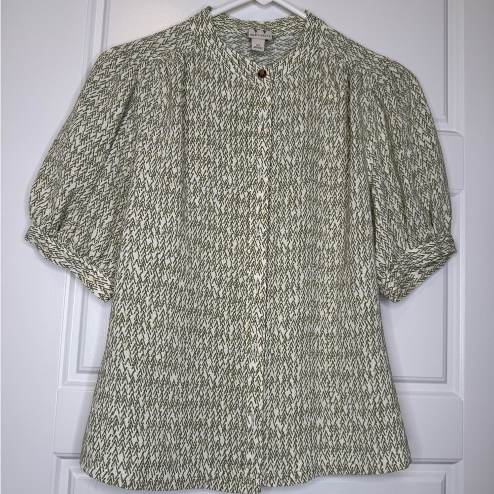 Worthington Olive Patterned Blouse